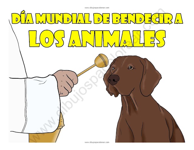 Día mundial de bendecir a los animales dibujo a color y para colorear